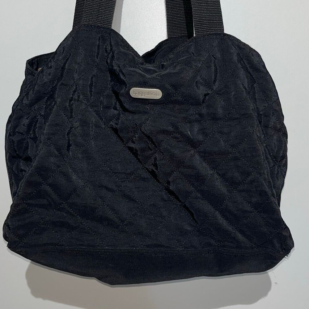 Baggallini Women's Black Quilted Diamond Dual Strap Tote‎ Handbag One Size